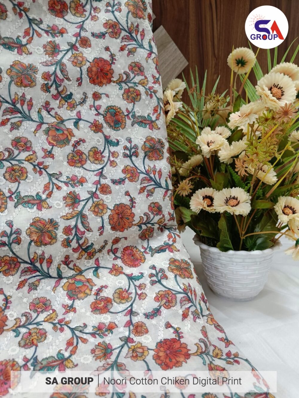 Noori Cotton Chikan digital Print - Image 2