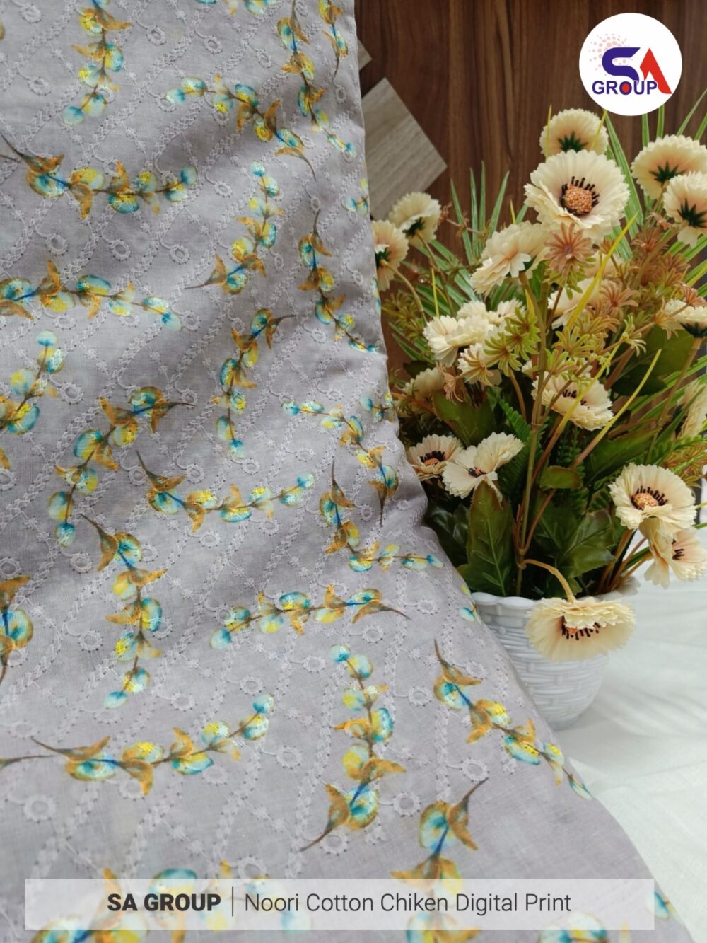 Noori Cotton Chikan digital Print - Image 3