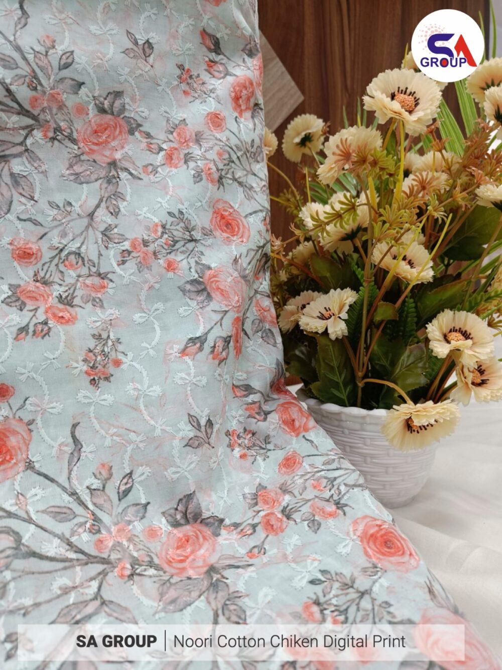 Noori Cotton Chikan digital Print - Image 5