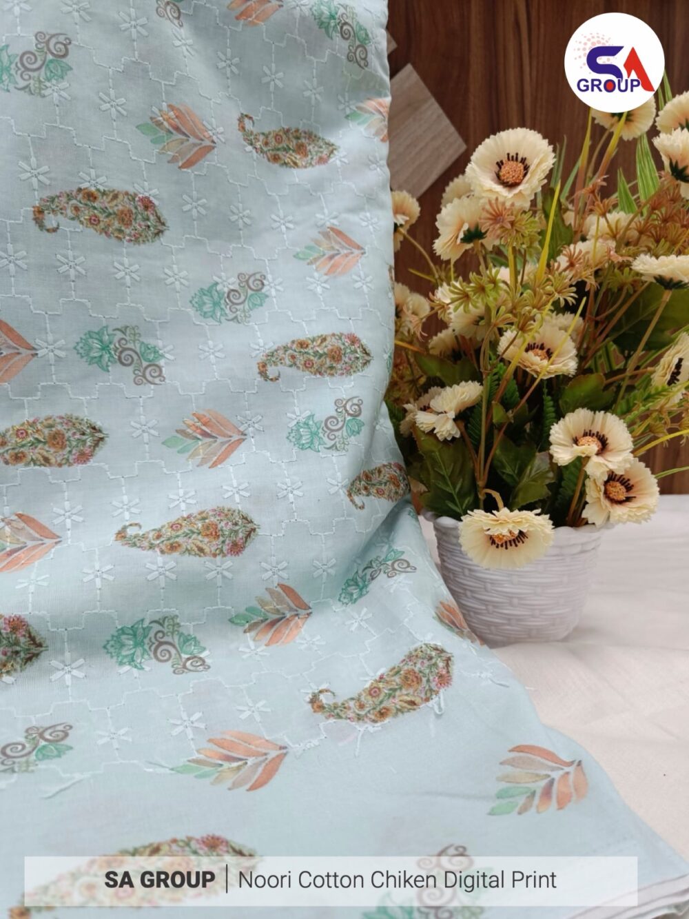 Noori Cotton Chikan digital Print - Image 6