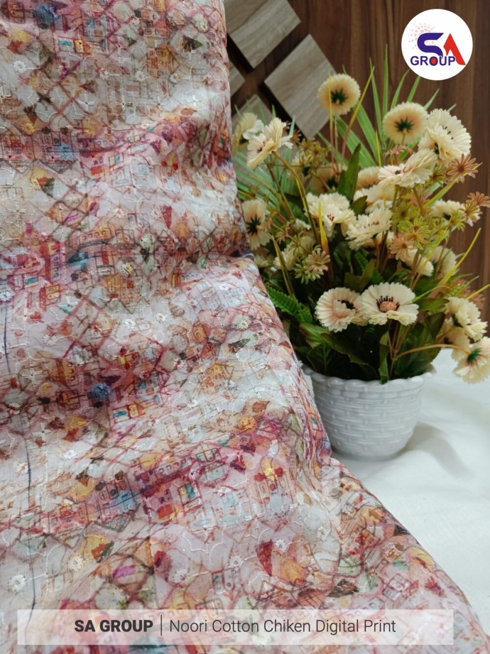 Noori Cotton Chikan digital Print - Image 7