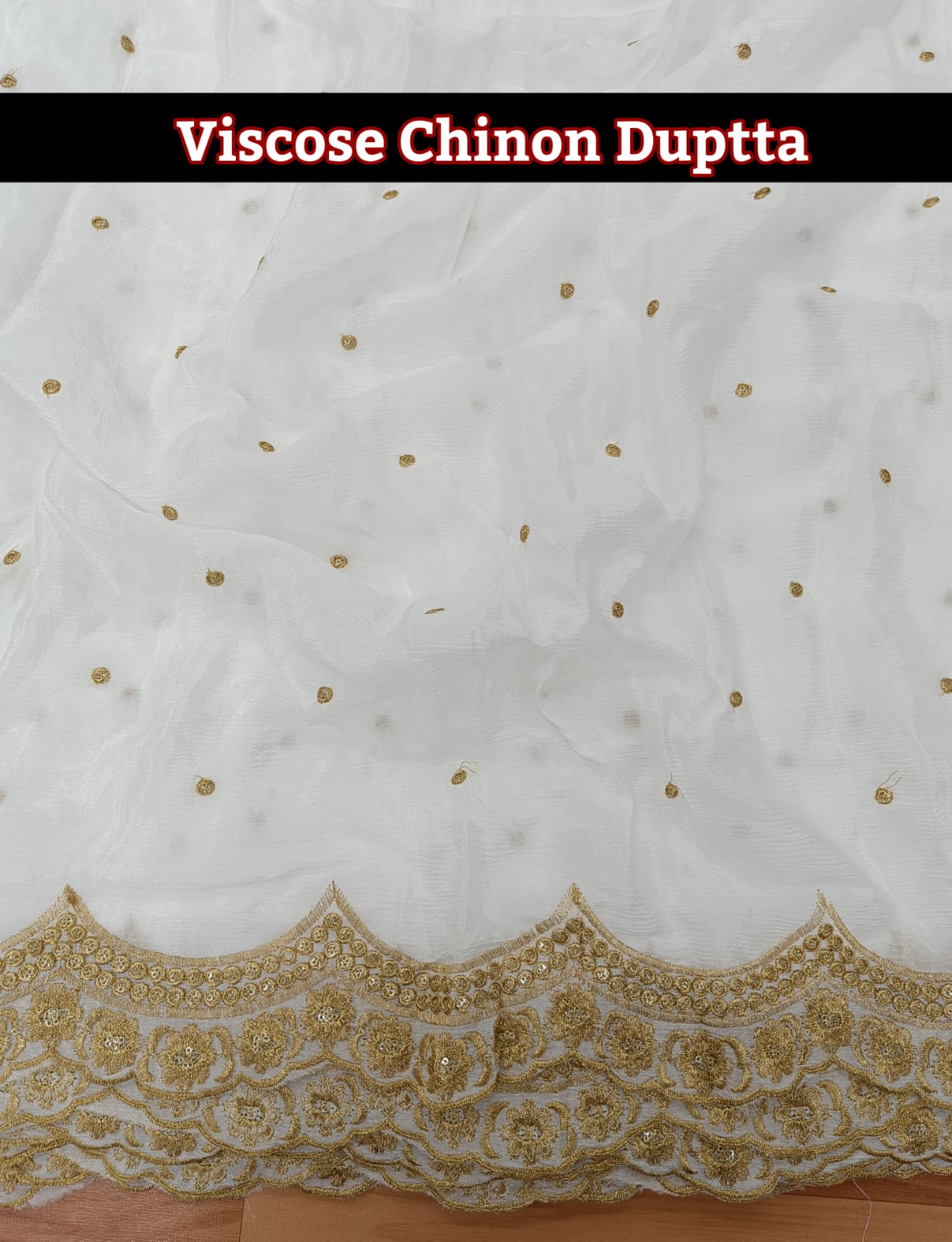 Pure Chinon Cut Work dupatta