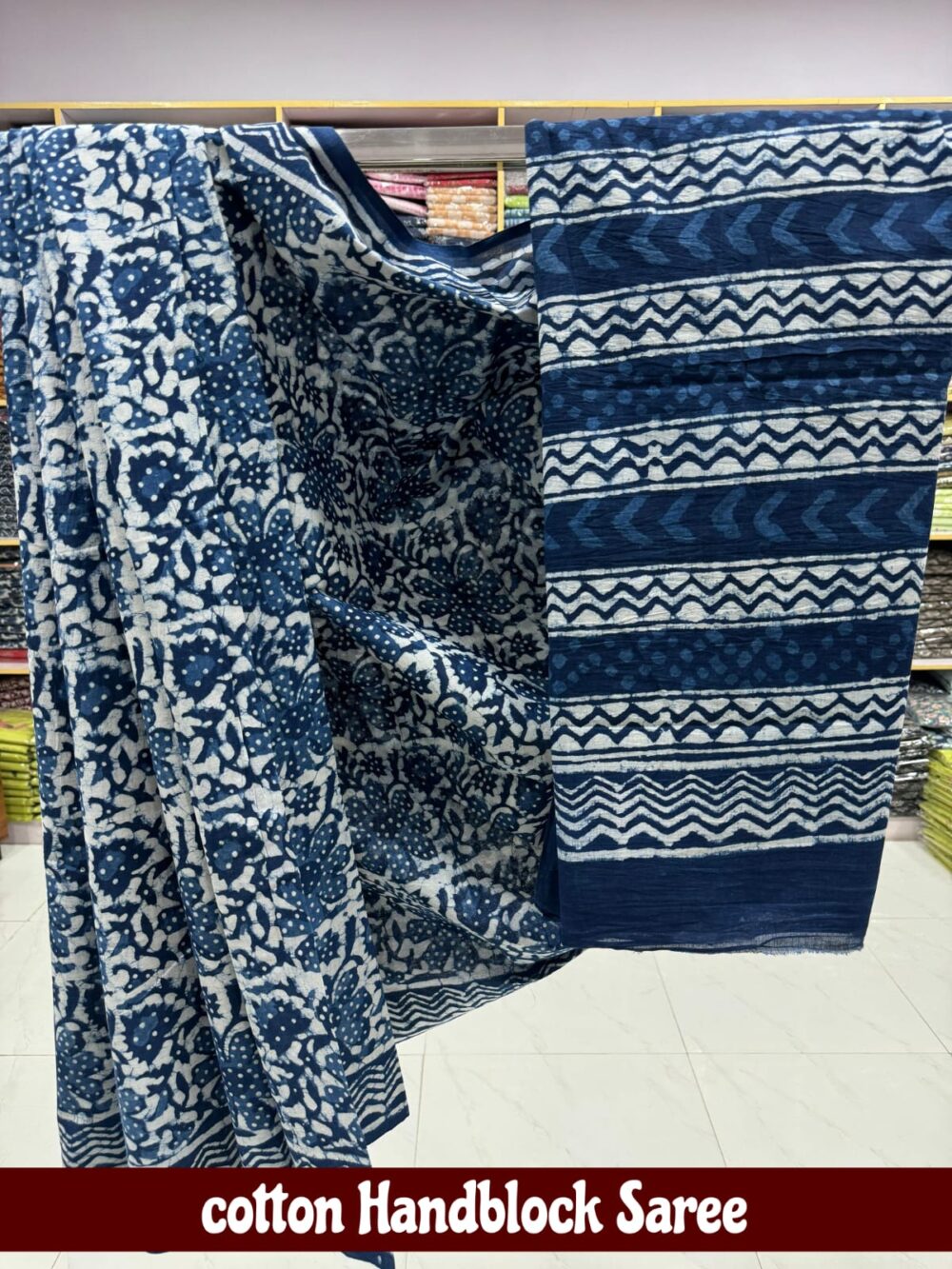 Cotton Handblock Saree - Image 10
