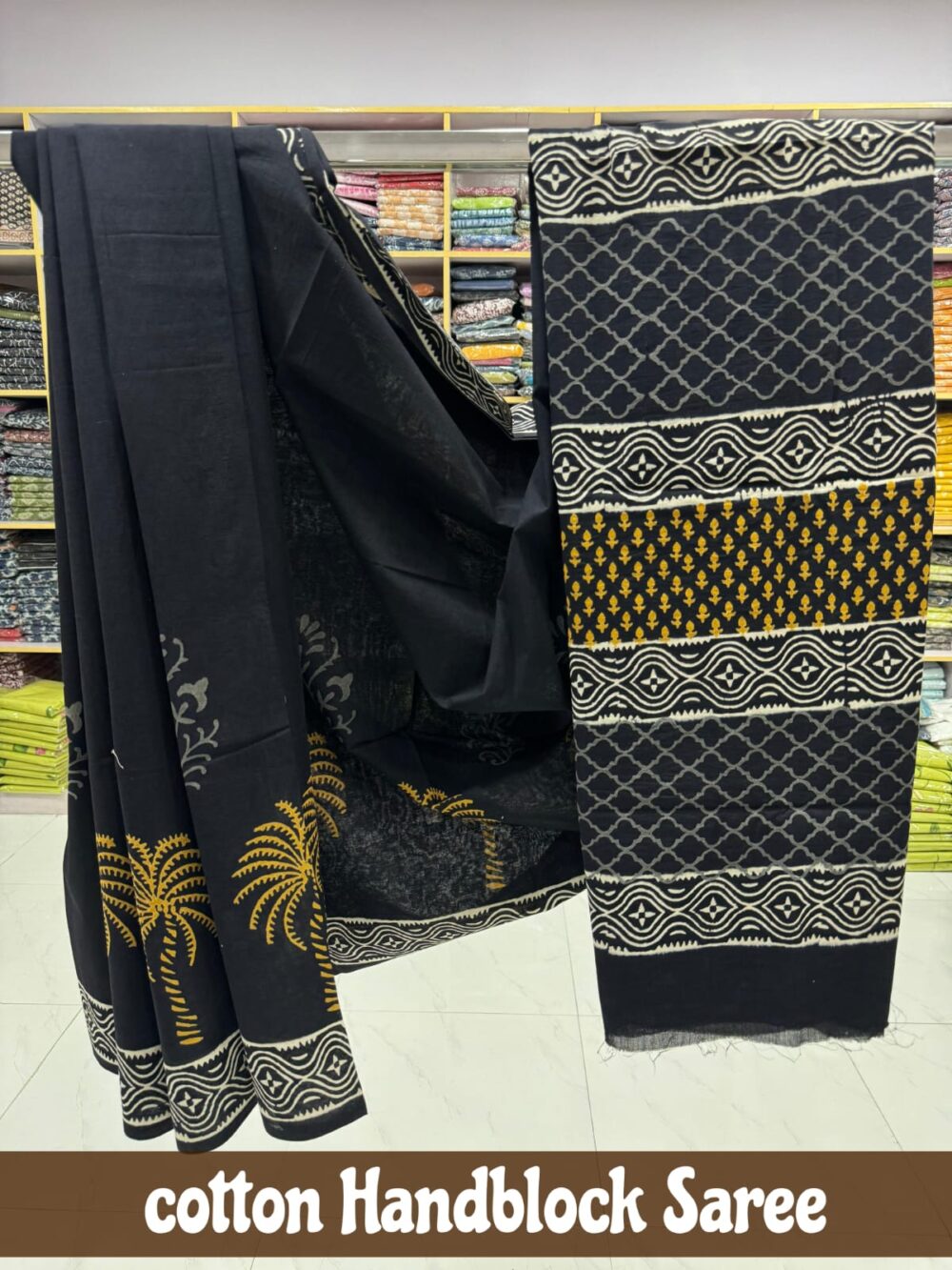 Cotton Handblock Saree - Image 2