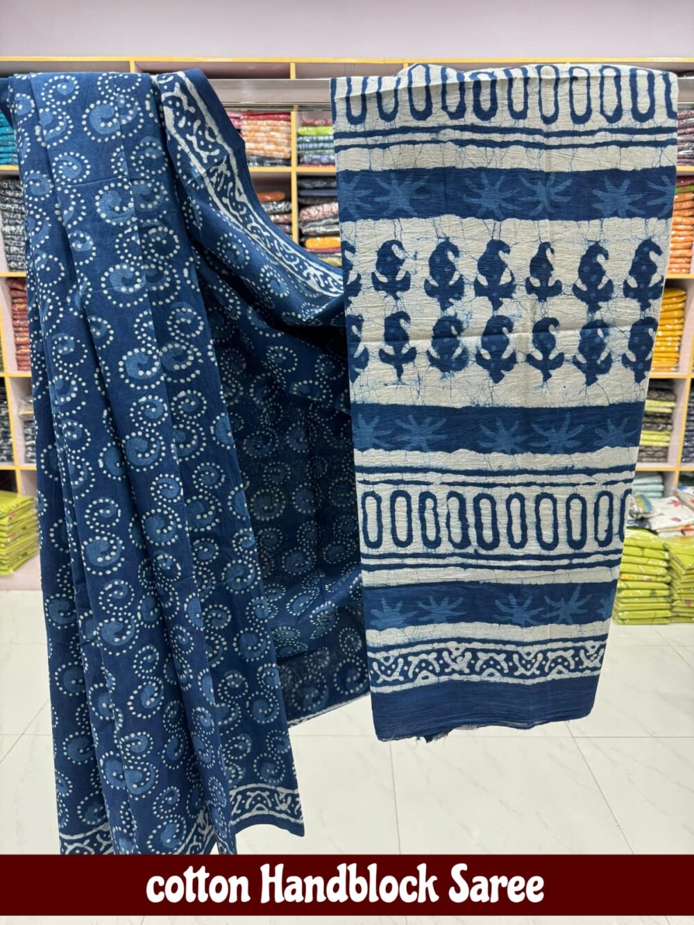 Cotton Handblock Saree - Image 9
