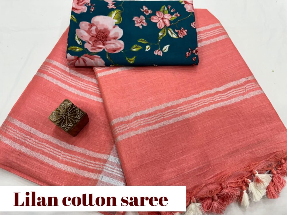 Lines Cotton Saree - Image 4