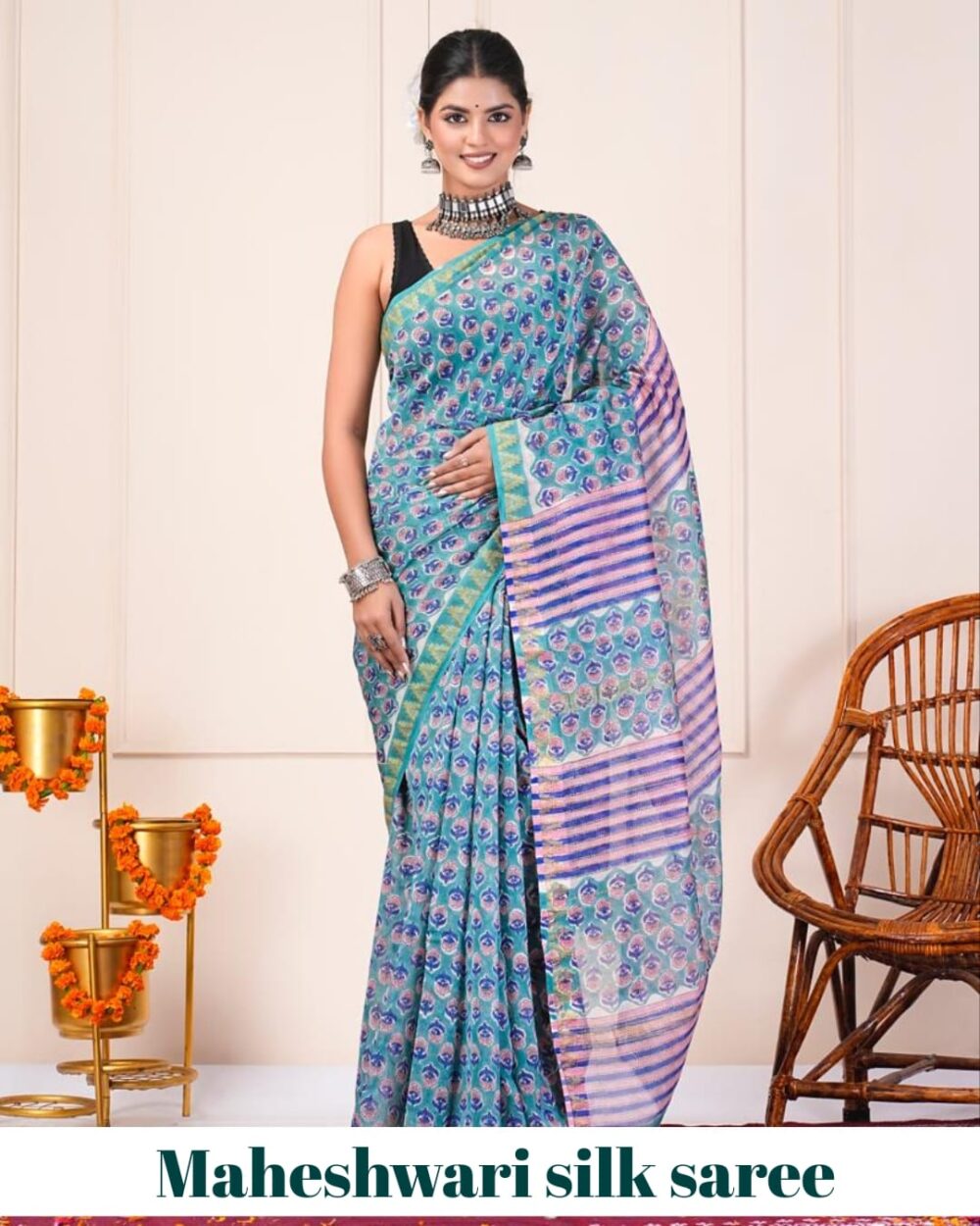 Maheshwari Silk Saree - Image 3