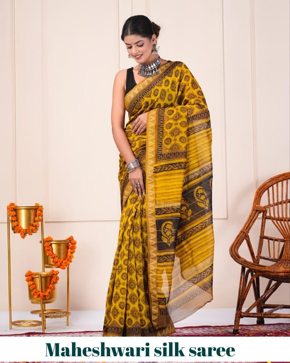 Maheshwari Silk Saree - Image 9