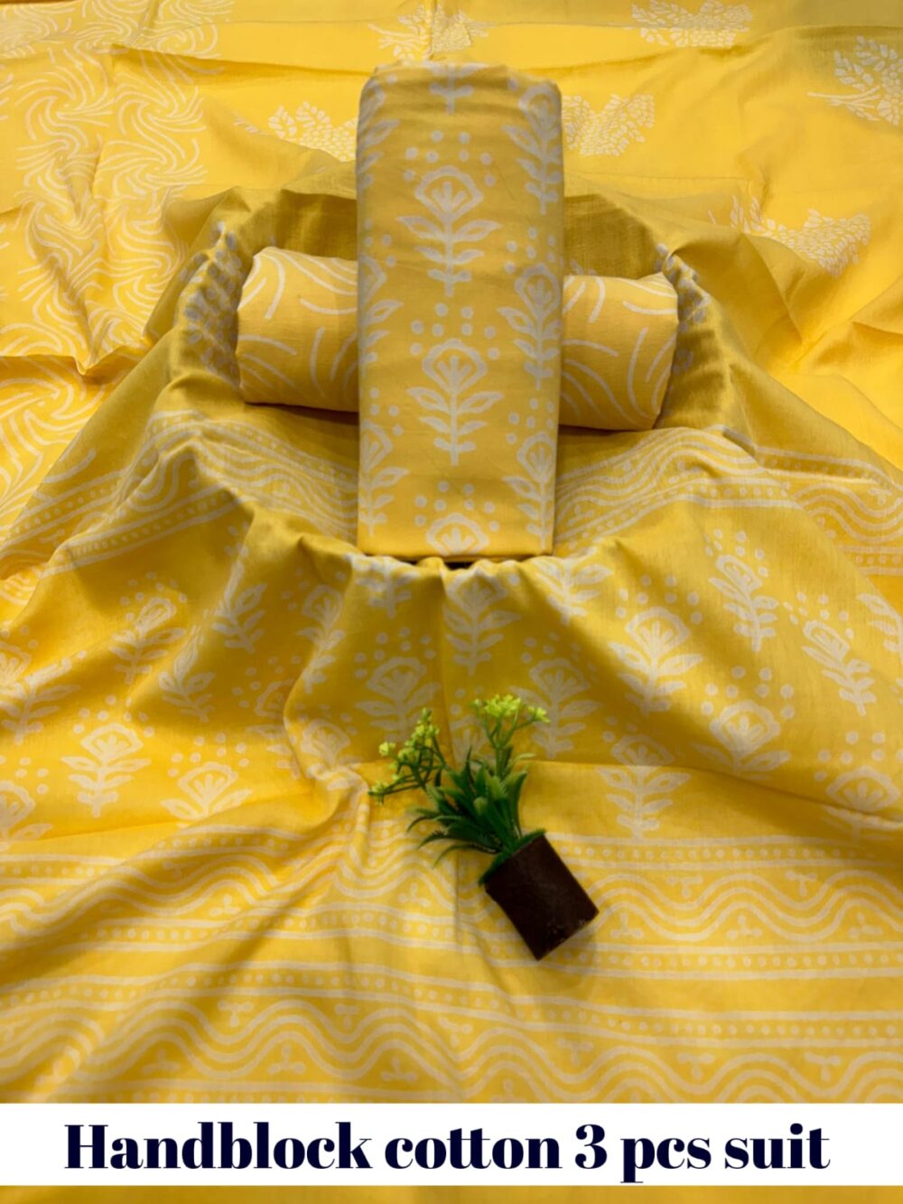 Cotton Handblock 3 Piece Suit