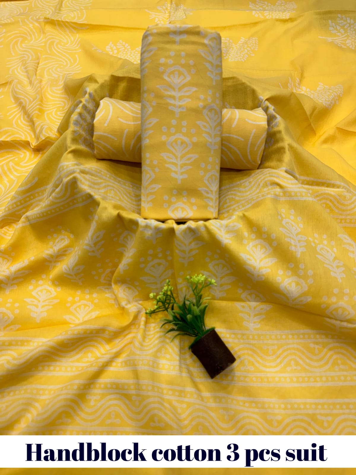 Cotton Handblock 3 Piece Suit